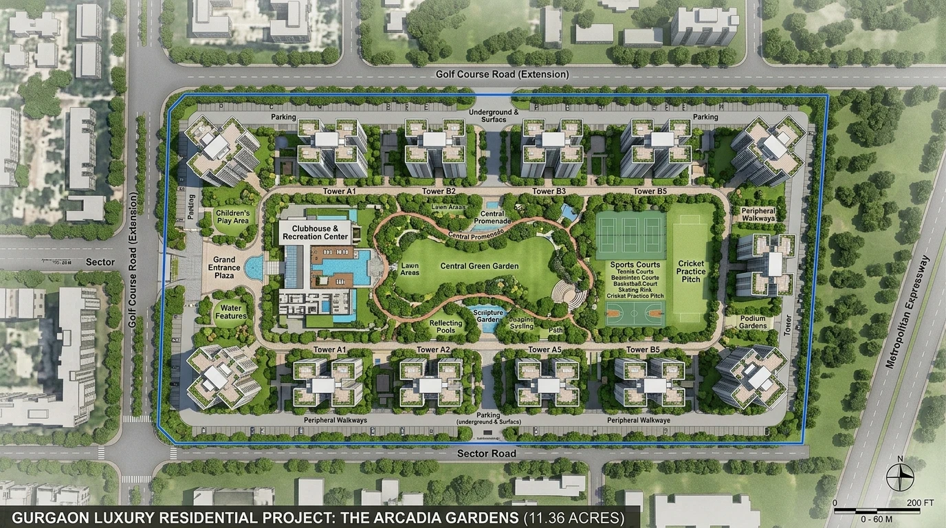 Godrej Verano Floor Plan Layout and Master Plan Rendering